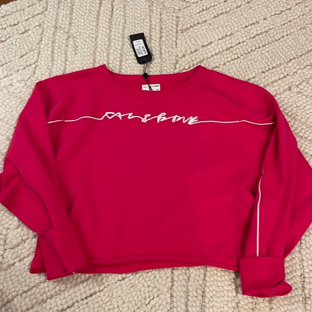 Rag & Bone Script Logo Cropped Pullover In Bright… - image 2
